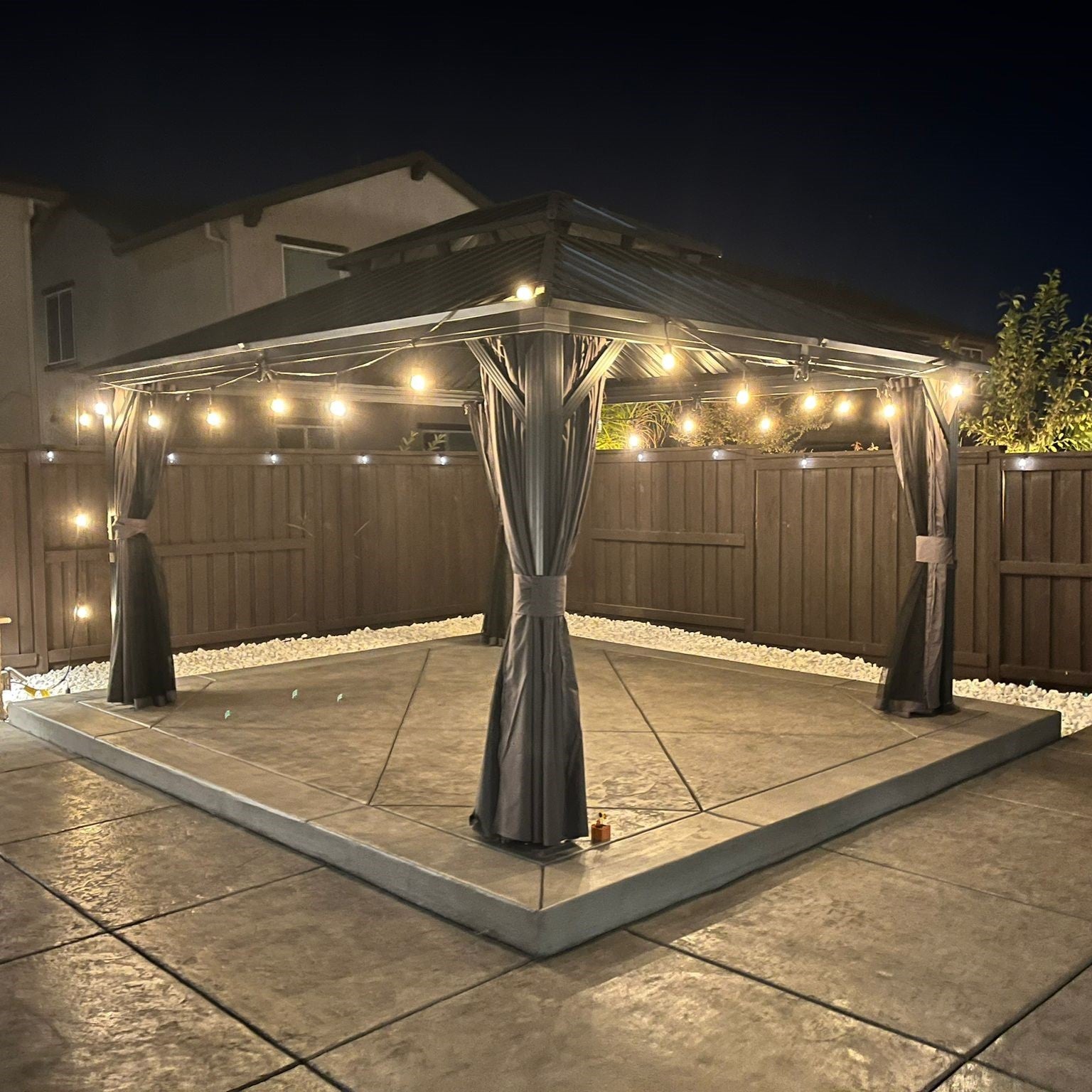 PURPLE LEAF Grey Hardtop Gazebo with Heavy Duty Galvanized Steel Double Roof with Netting and Curtains