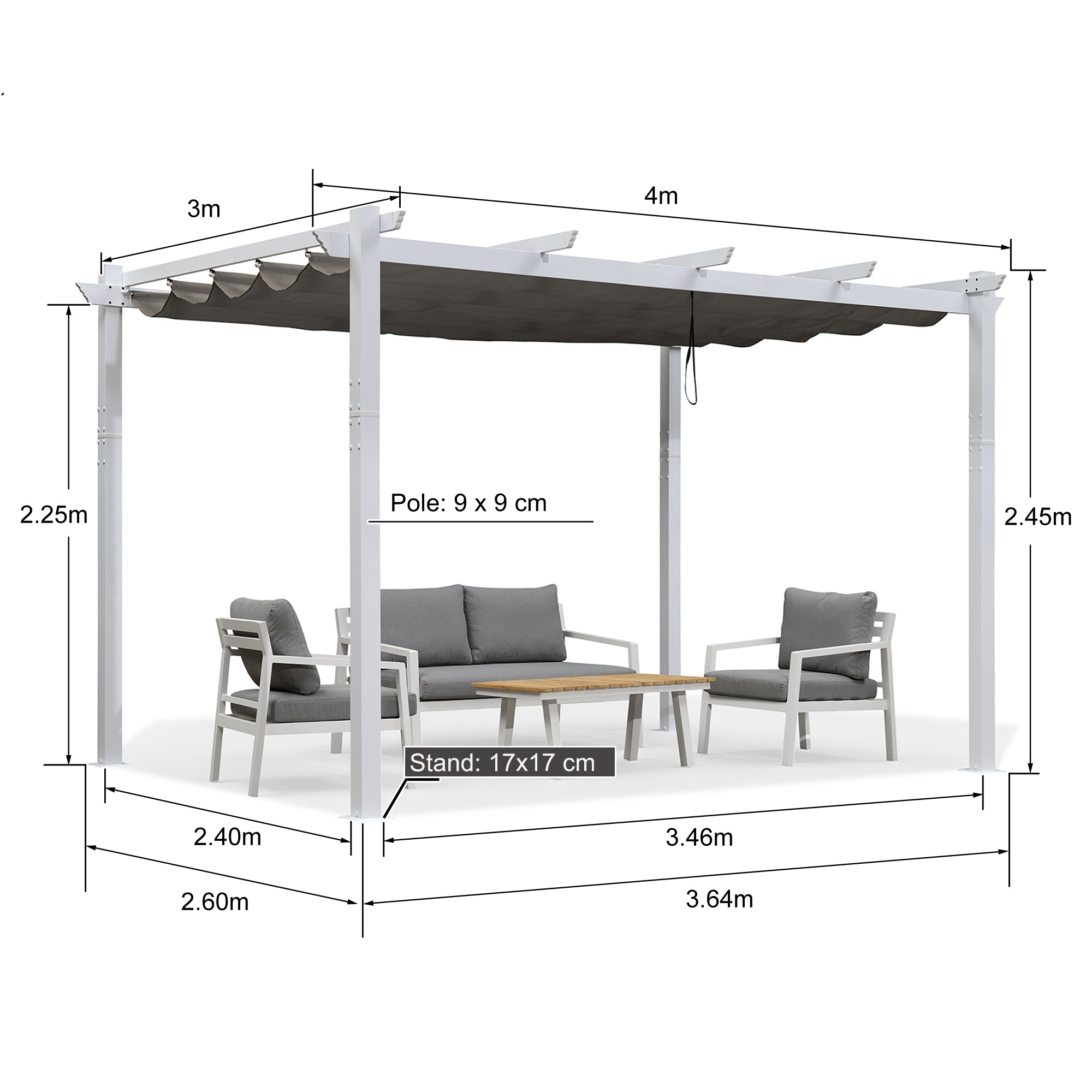 Cover White Patio Metal Shelter for Garden Pavilion Grill Gazebo Grape Trellis Pergola