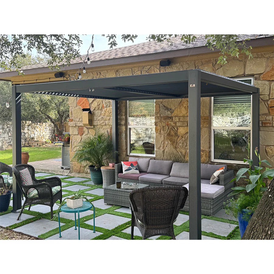 PURPLE LEAF Louvered Pergola Outdoor Aluminum Pergola Patio Pergola with Adjustable Roof for Deck Garden Yard Hardtop Gazebo
