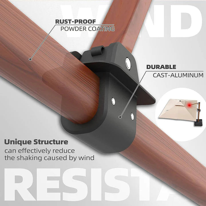 PURPLE LEAF Double Top Rectangle Aluminium Umbrellas in Wood Color