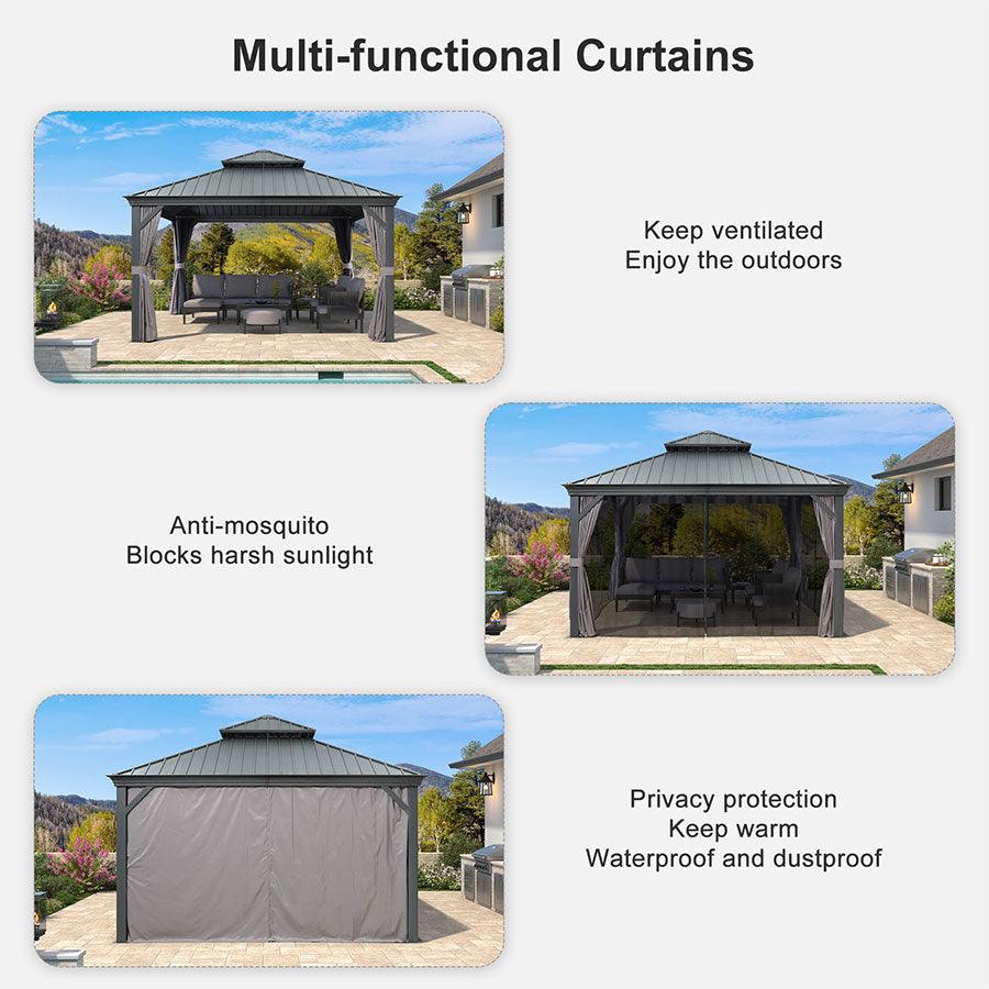 PURPLE LEAF Luxury Patio Gazebo for Backyard Upgraded Heavy Duty Galvanized Steel Roof Enhanced Stability and Premium Curtains