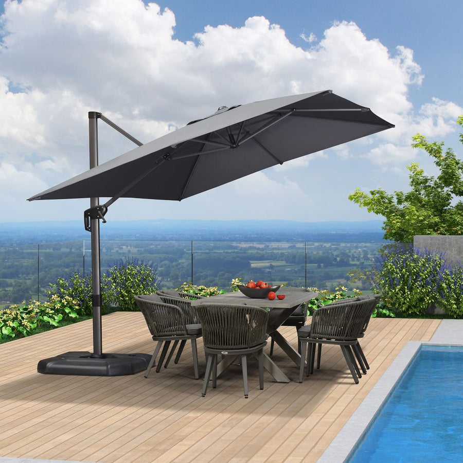 PURPLE LEAF Outdoor Umbrella Rectangle Aluminium Cantilever Umbrella with 360° Rotation for Garden pool beach