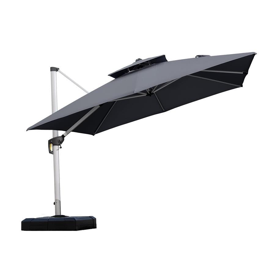PURPLE LEAF Double Top 360° Rotation Windproof Square Cantilever Patio Classic Umbrella