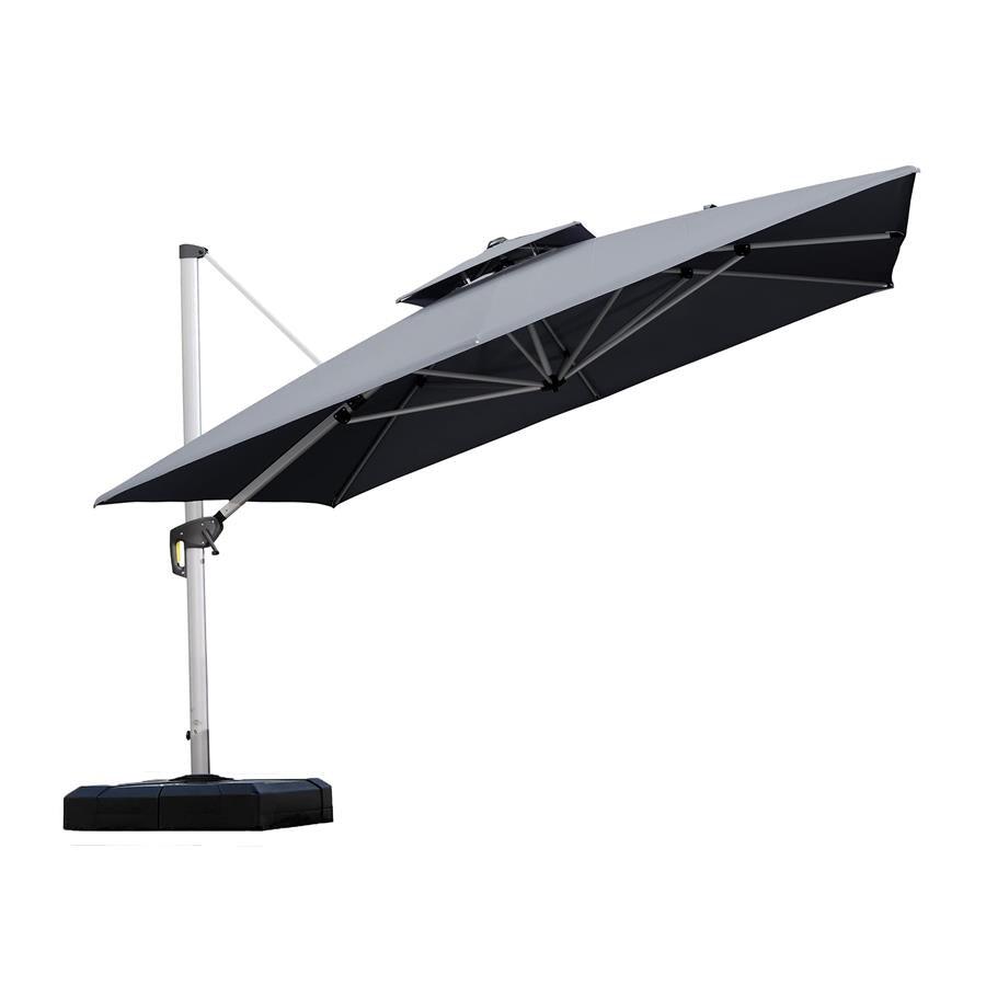 PURPLE LEAF Double Top 360° Rotation Windproof Square Cantilever Patio Classic Umbrella