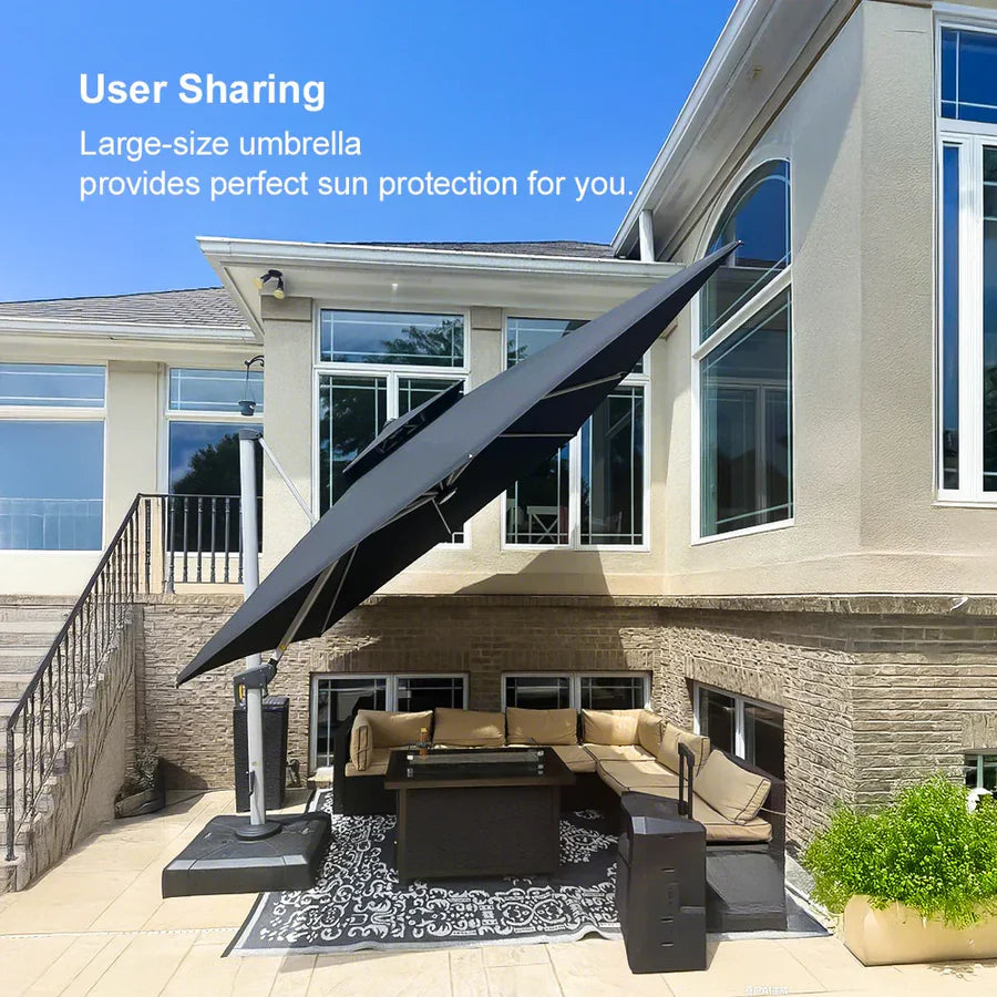 PURPLE LEAF Double Top 360° Rotation Windproof Square Cantilever Patio Classic Umbrella