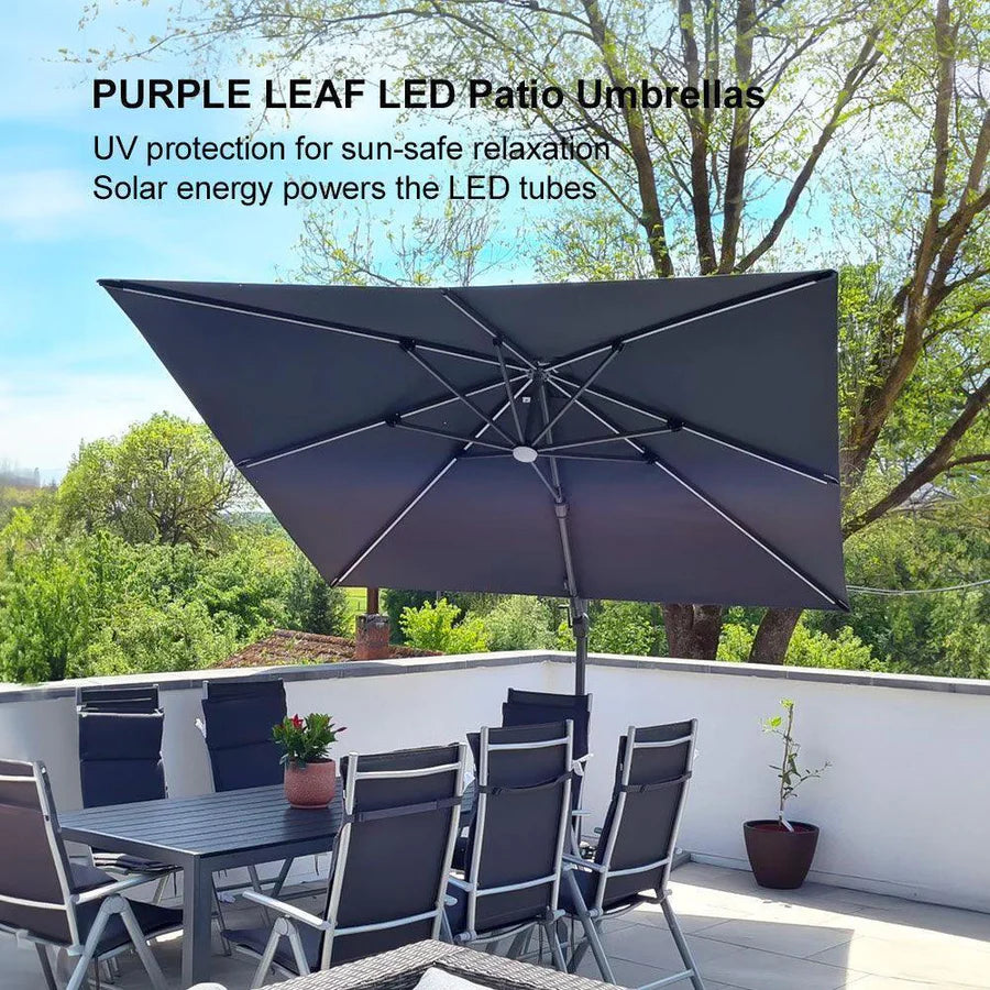PURPLE LEAF LED Economical Patio Umbrellas Outdoor Umbrella with Lights