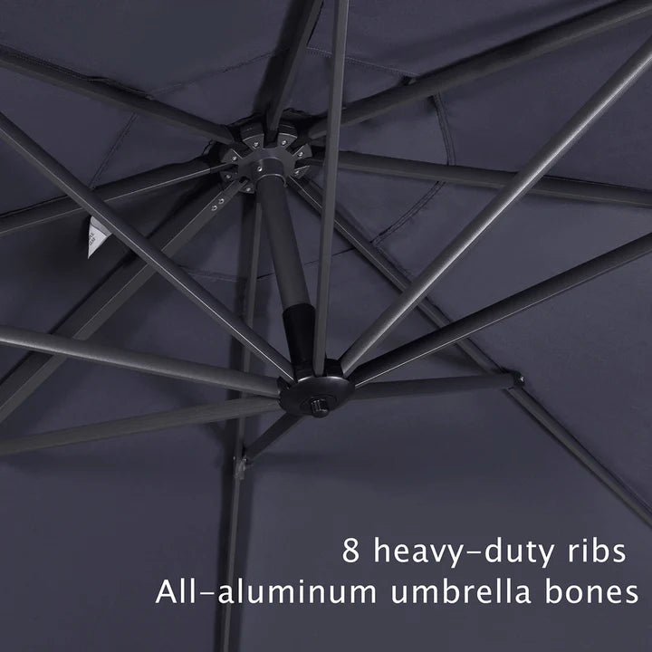 PURPLE LEAF Outdoor Umbrella Square Aluminium Cantilever Umbrella with 360° Rotation for Garden pool beach