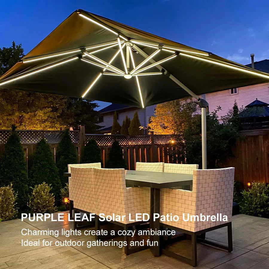 PURPLE LEAF Double Top Square Outdoor LED Umbrellas