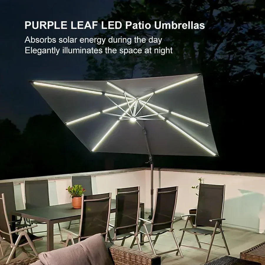 PURPLE LEAF LED Economical Patio Umbrellas Outdoor Umbrella with Lights