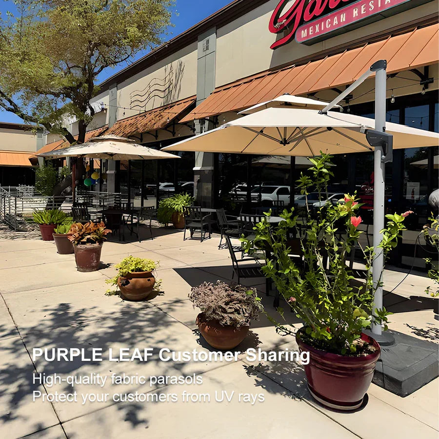 PURPLE LEAF Double Top 360° Rotation Windproof Square Cantilever Patio Classic Umbrella