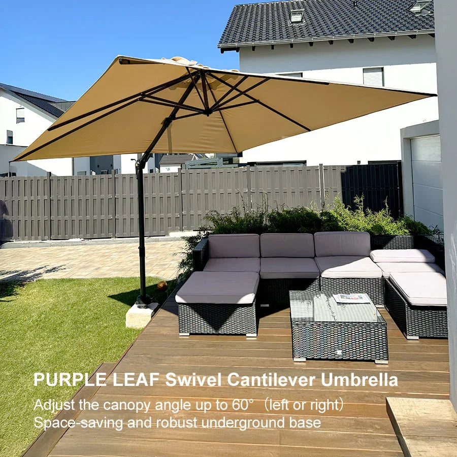 PURPLE LEAF Economical Patio Umbrella Swivel Square Outdoor Umbrellas