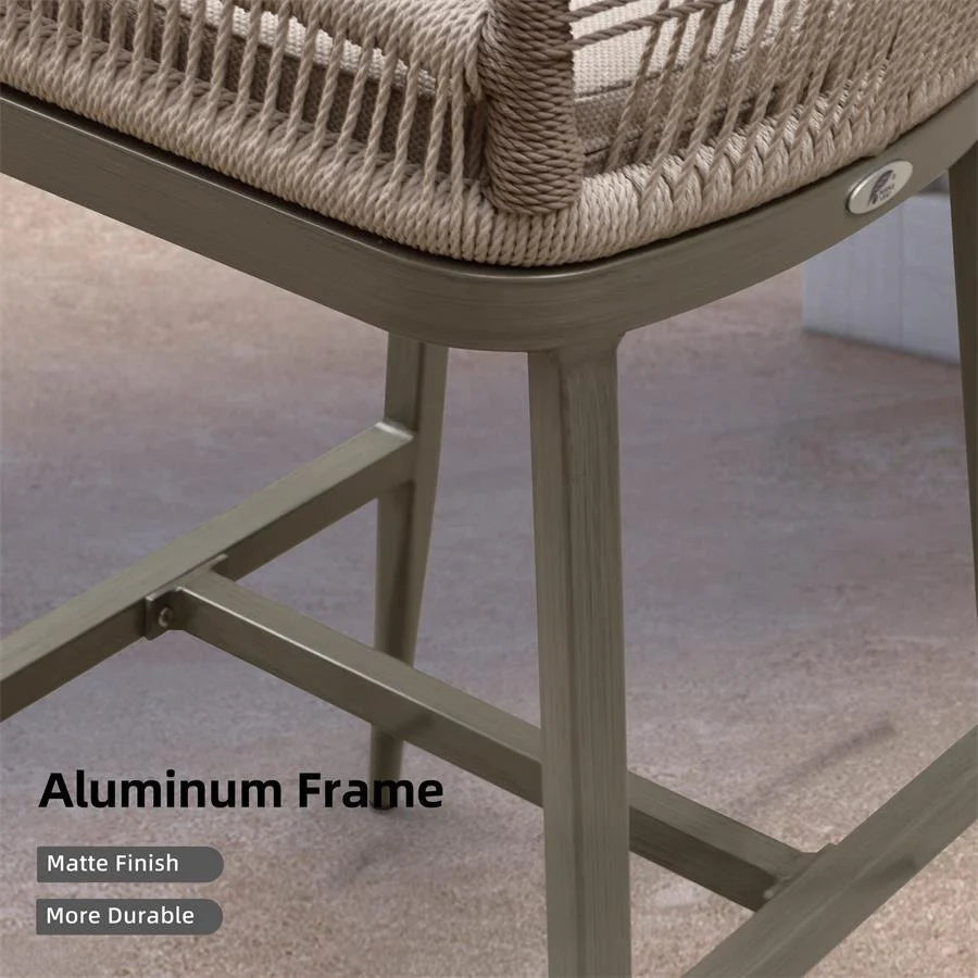 PURPLE LEAF Outdoor Bar Stool Set of 2, Wicker Rattan Bar stools with Back Aluminum Outside Garden Patio Bar Chairs