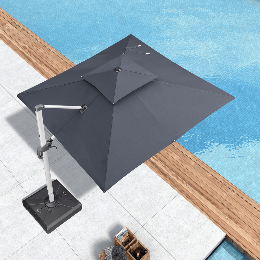 PURPLE LEAF Double Top 360° Rotation Windproof Square Cantilever Patio Classic Umbrella
