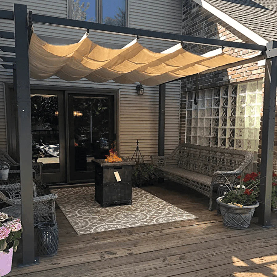 PURPLE LEAF Outdoor Retractable Pergola with Sun Shade Canopy Patio Aluminum Pergola for Garden