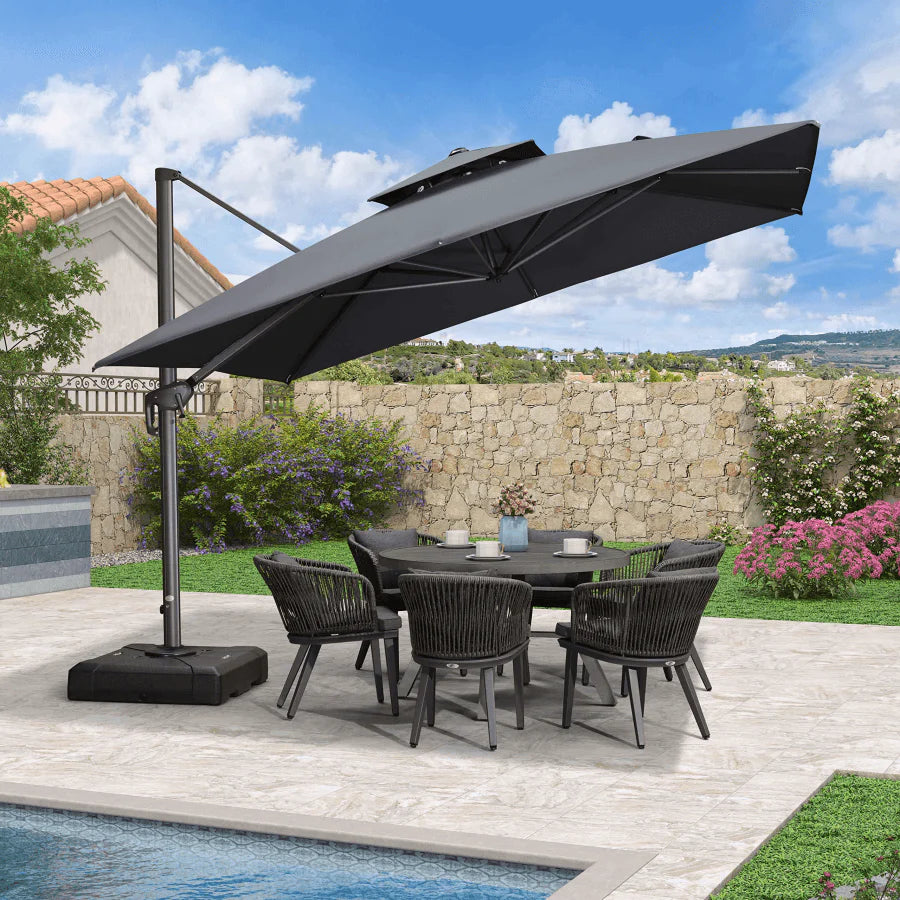 PURPLE LEAF Double Top Square Outdoor Standing Umbrella