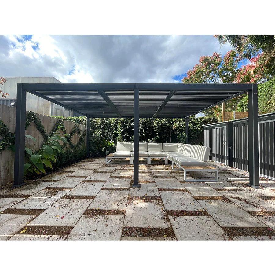 PURPLE LEAF Outdoor Louvered Pergola Patio Sun Shade Shelter with Adjustable Hardtop Patio Pergola Grey