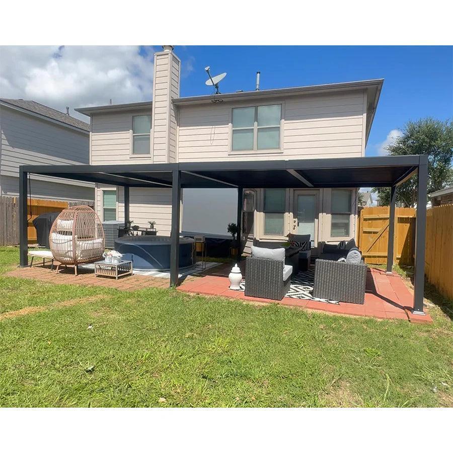 PURPLE LEAF Outdoor Louvered Pergola Patio Sun Shade Shelter with Adjustable Hardtop Patio Pergola Grey