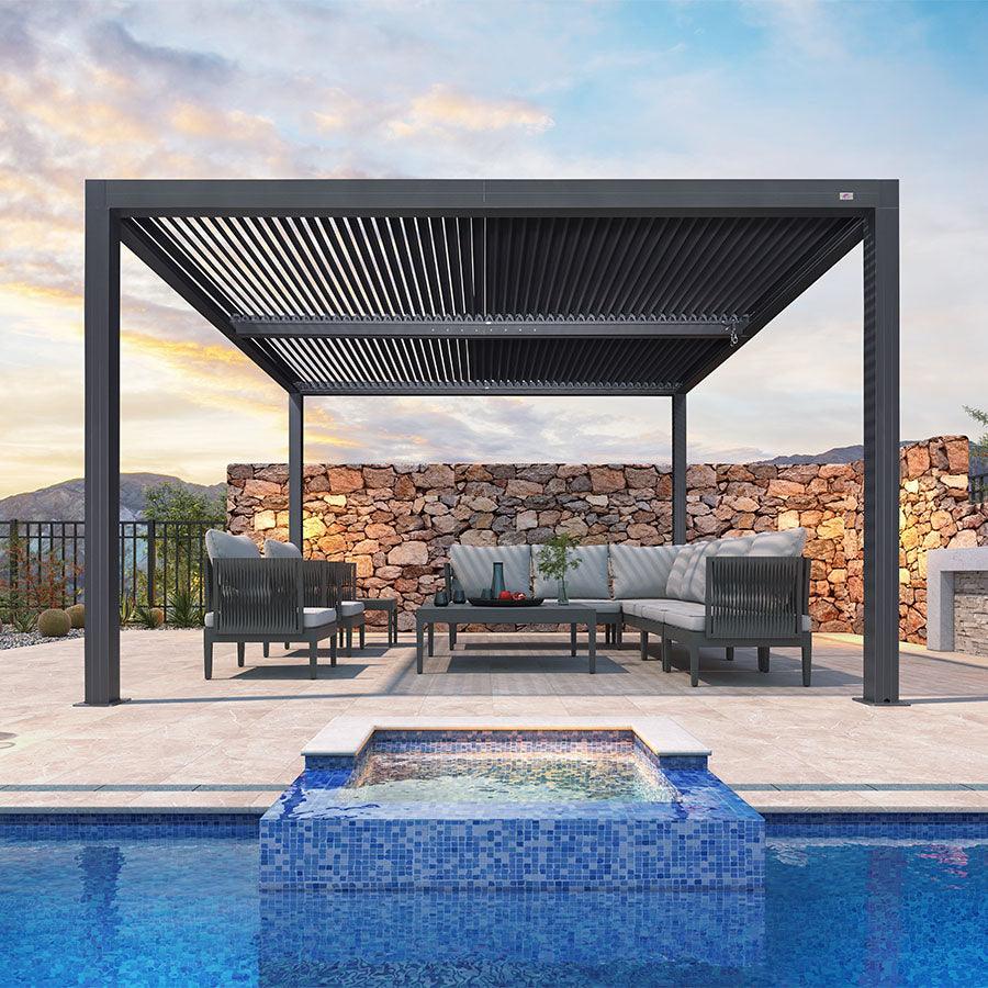 PURPLE LEAF Louvered Pergola Outdoor Aluminum Pergola with Adjustable Roof for Deck Backyard Garden Hardtop Gazebo