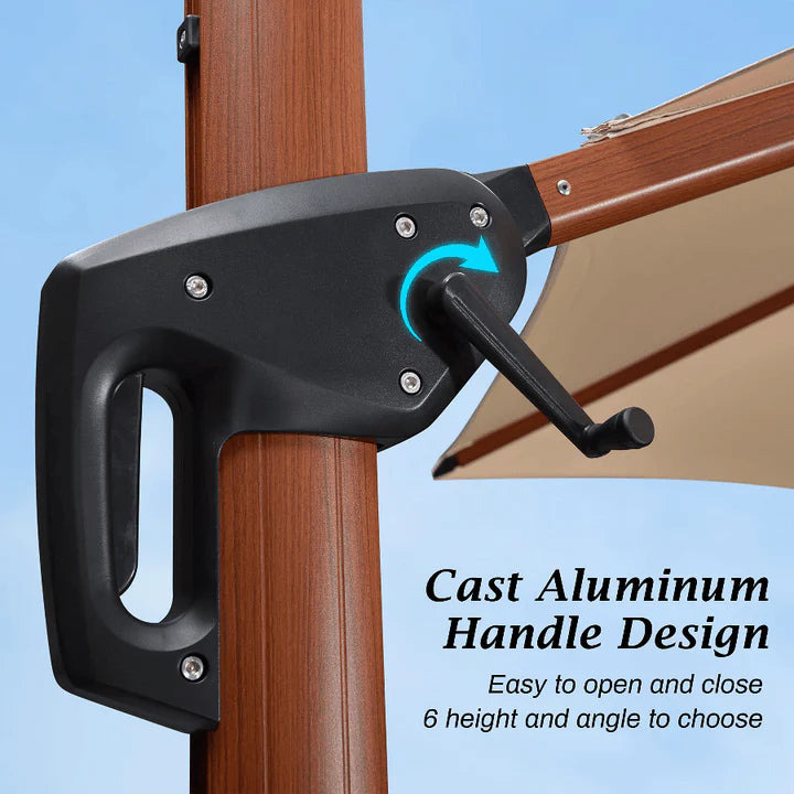 PURPLE LEAF Double Top Rectangle Aluminium Umbrellas in Wood Color