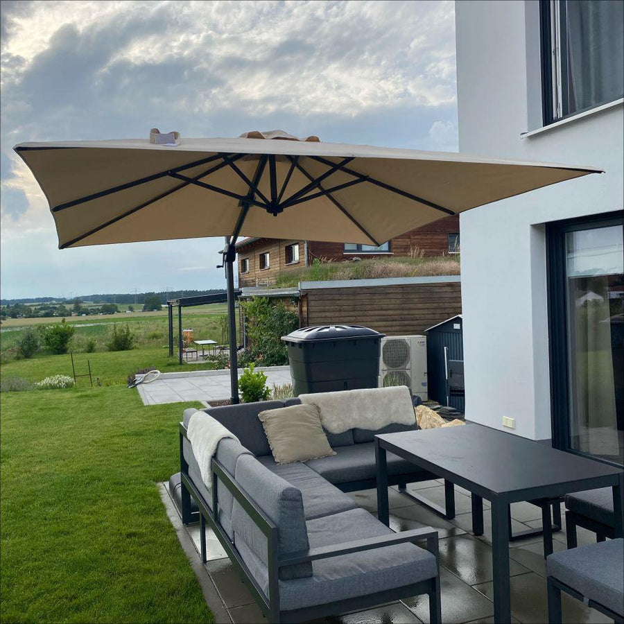 PURPLE LEAF Outdoor Umbrella Square Aluminium Cantilever Umbrella with 360° Rotation for Garden pool beach