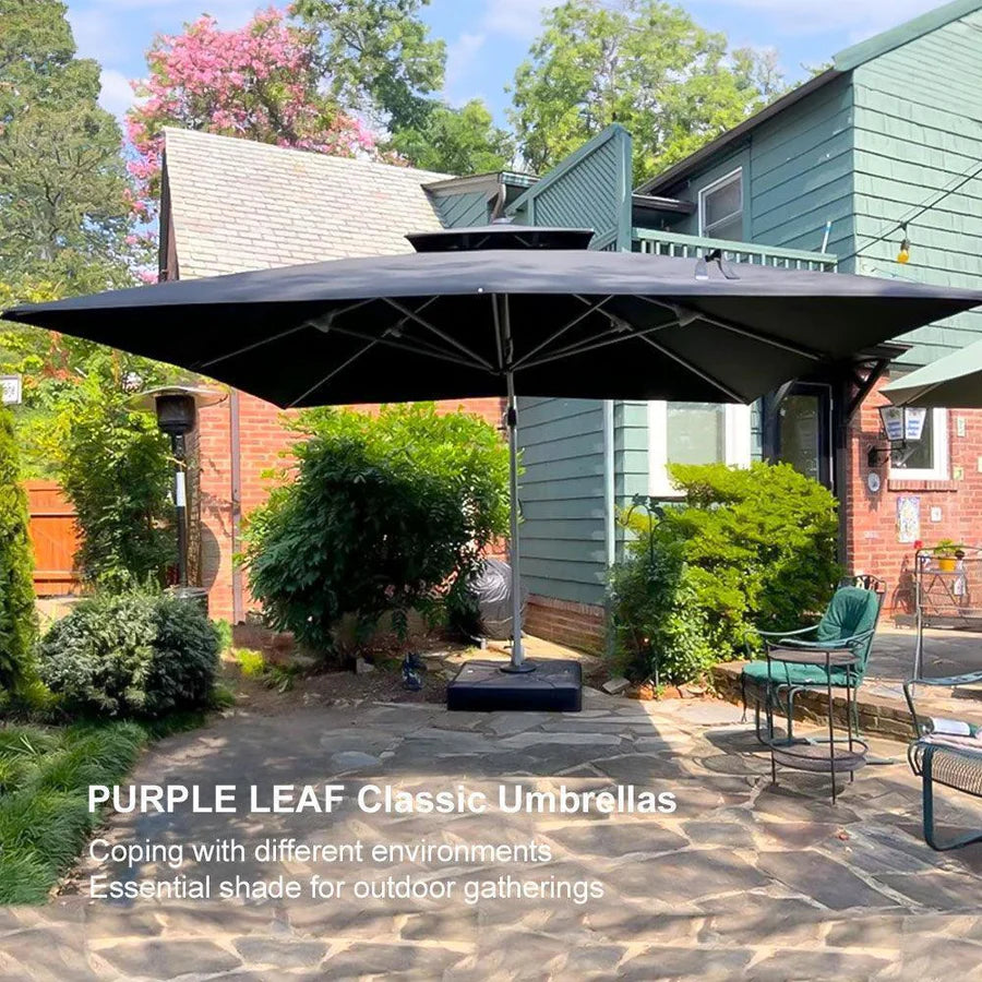 PURPLE LEAF Double Top 360° Rotation Windproof Square Cantilever Patio Classic Umbrella