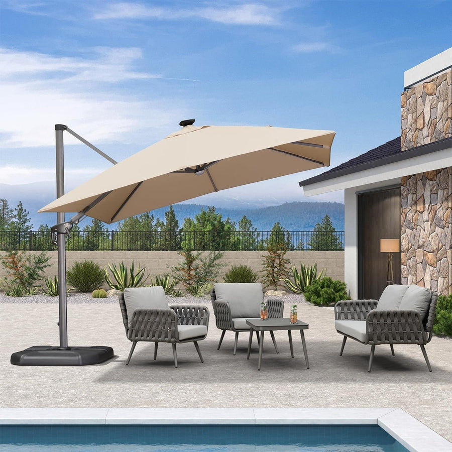 PURPLE LEAF LED Economical Patio Umbrellas Outdoor Umbrella with Lights