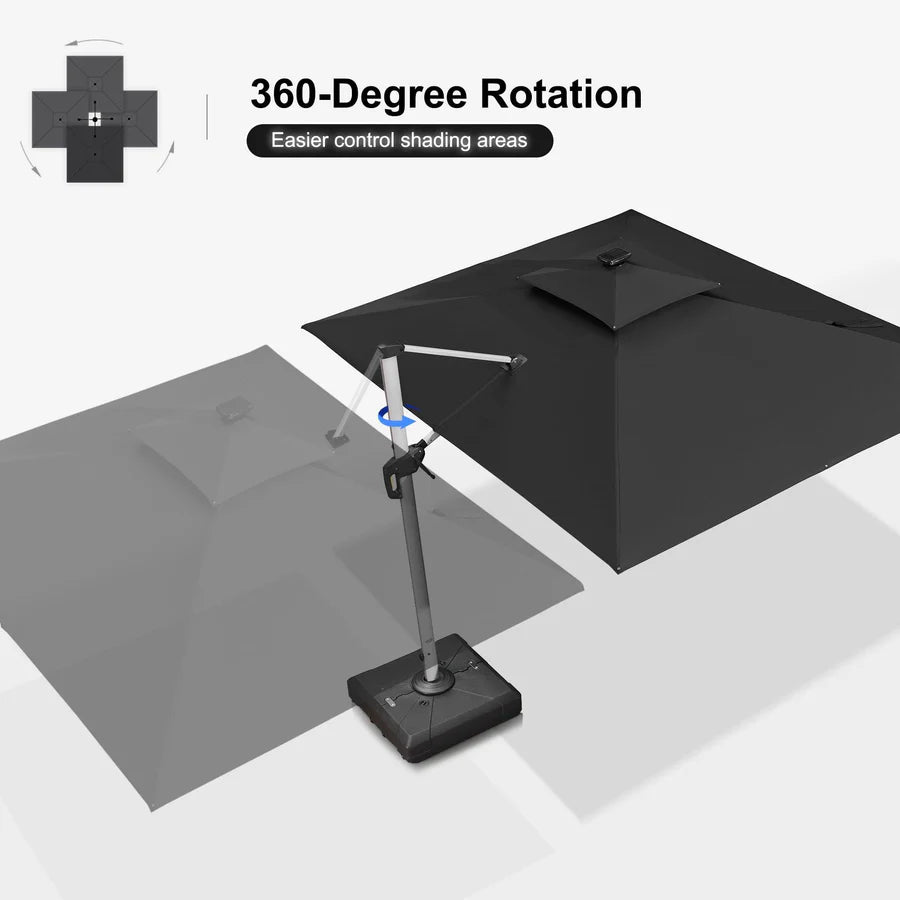 PURPLE LEAF Double Top Rectangle Outdoor LED Parasol