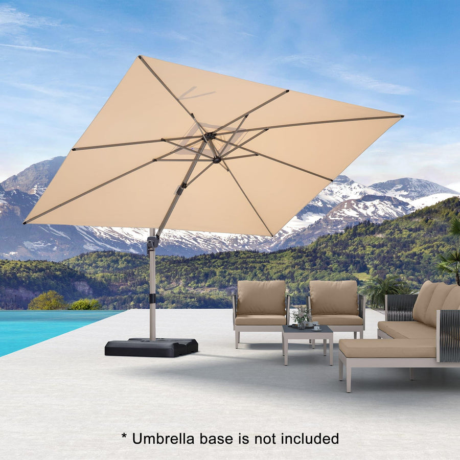 PURPLE LEAF Deluxe Aluminium Outdoor Patio Umbrella Square Cantilever Umbrellas