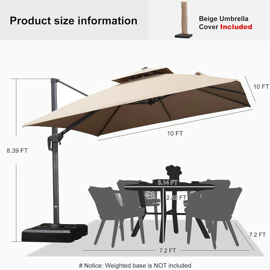 PURPLE LEAF Double Top Square Outdoor Standing Umbrella