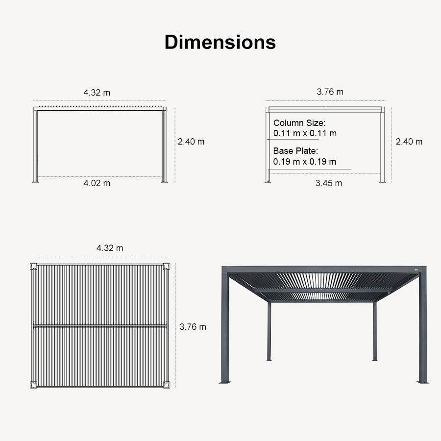 PURPLE LEAF Louvered Pergola Outdoor Aluminum Pergola with Adjustable Roof for Deck Backyard Garden Hardtop Gazebo