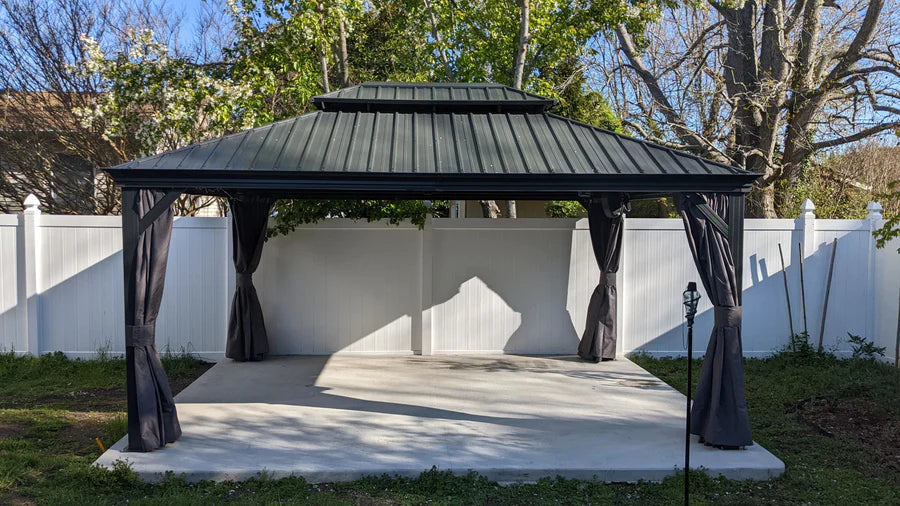PURPLE LEAF Luxury Patio Gazebo for Backyard Upgraded Heavy Duty Galvanized Steel Roof Enhanced Stability and Premium Curtains