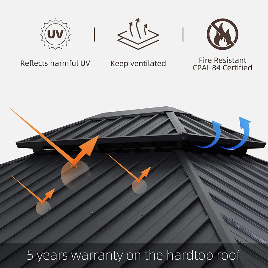 PURPLE LEAF Luxury Patio Gazebo for Backyard Upgraded Heavy Duty Galvanized Steel Roof Enhanced Stability and Premium Curtains