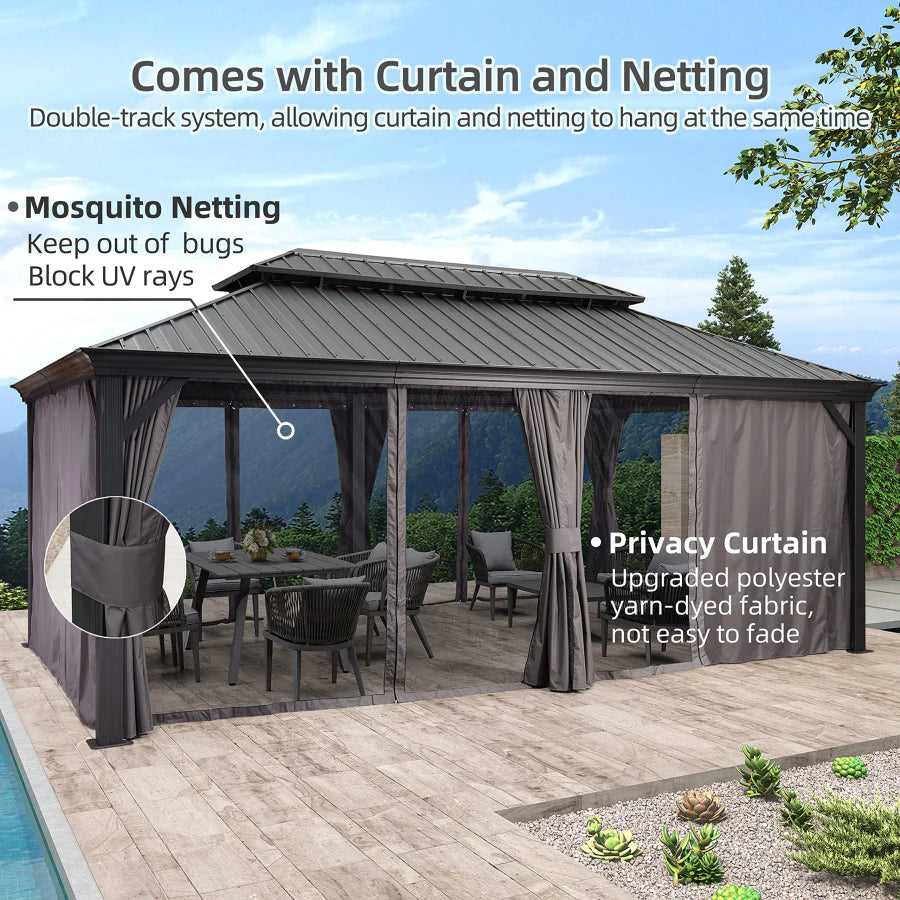 PURPLE LEAF Luxury Patio Gazebo for Backyard Upgraded Heavy Duty Galvanized Steel Roof Enhanced Stability and Premium Curtains