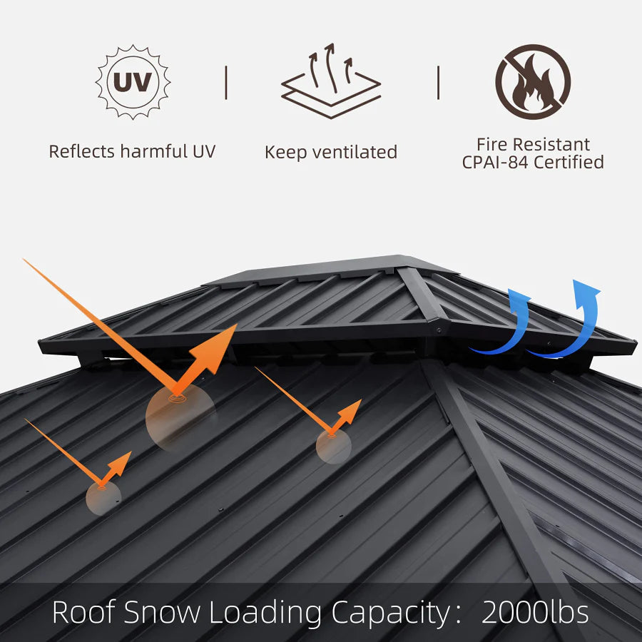 PURPLE LEAF Luxury Patio Gazebo for Backyard Upgraded Heavy Duty Galvanized Steel Roof Enhanced Stability and Premium Curtains