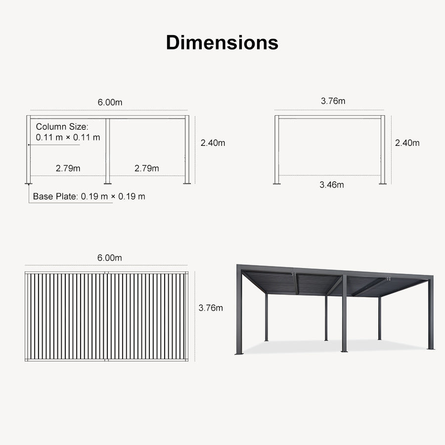 PURPLE LEAF Louvered Pergola Outdoor Aluminum Pergola with Adjustable Roof for Deck Backyard Garden Hardtop Gazebo