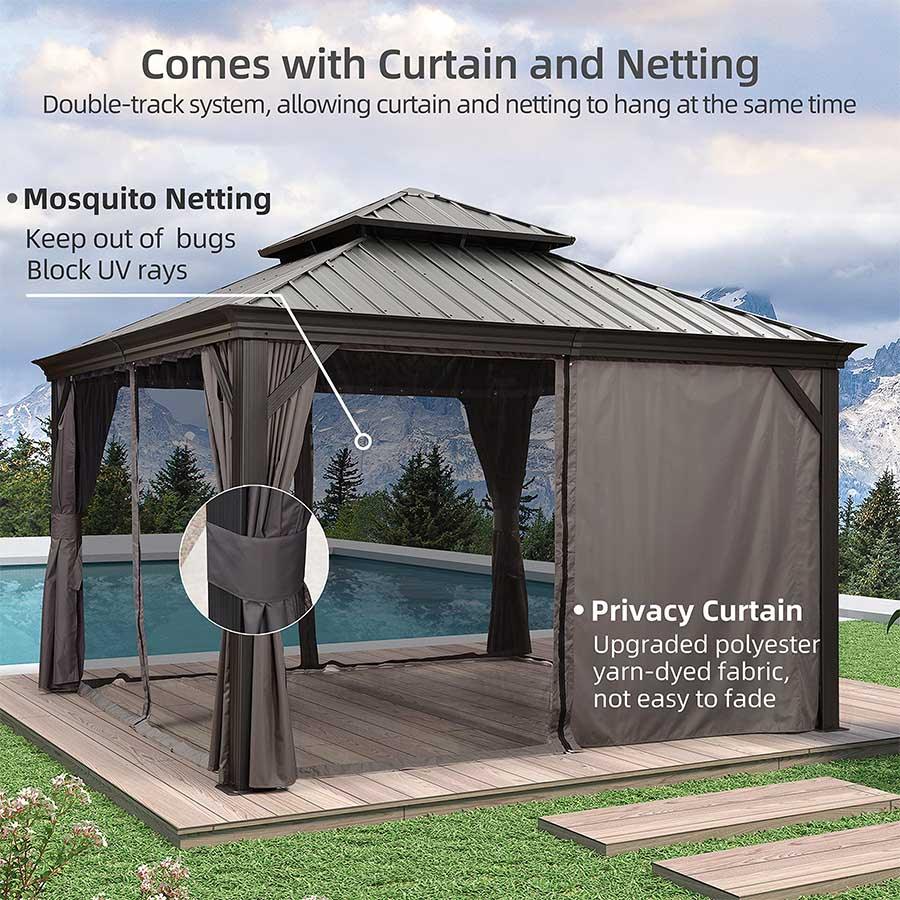 PURPLE LEAF Luxury Patio Gazebo for Backyard Upgraded Heavy Duty Galvanized Steel Roof Enhanced Stability and Premium Curtains