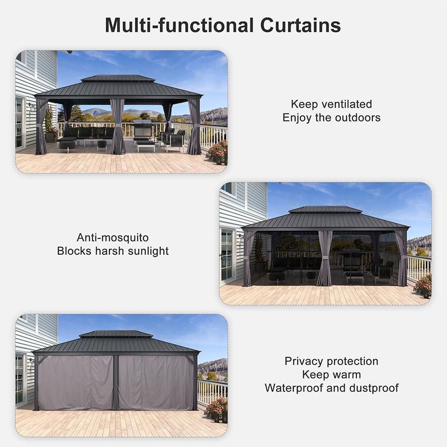 PURPLE LEAF Luxury Patio Gazebo for Backyard Upgraded Heavy Duty Galvanized Steel Roof Enhanced Stability and Premium Curtains