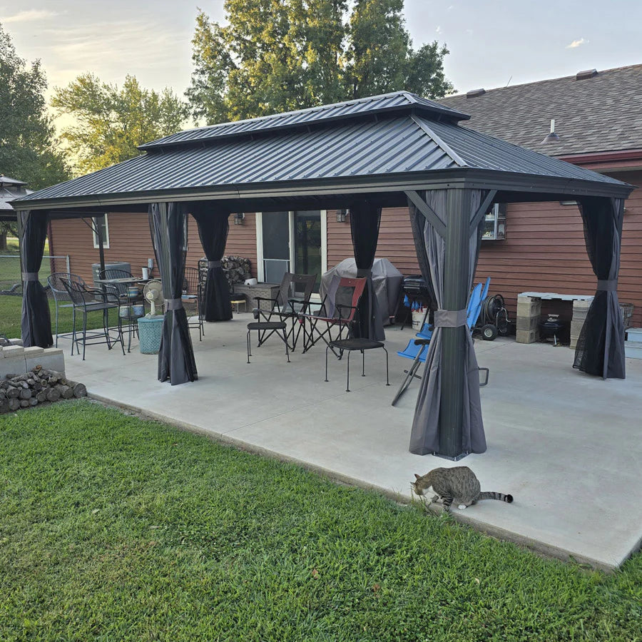 PURPLE LEAF Luxury Patio Gazebo for Backyard Upgraded Heavy Duty Galvanized Steel Roof Enhanced Stability and Premium Curtains