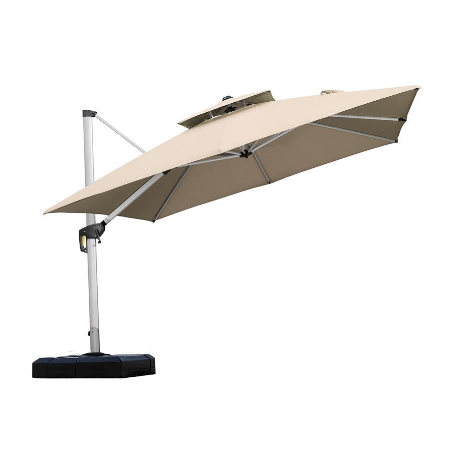 PURPLE LEAF Double Top 360° Rotation Windproof Square Cantilever Patio Classic Umbrella