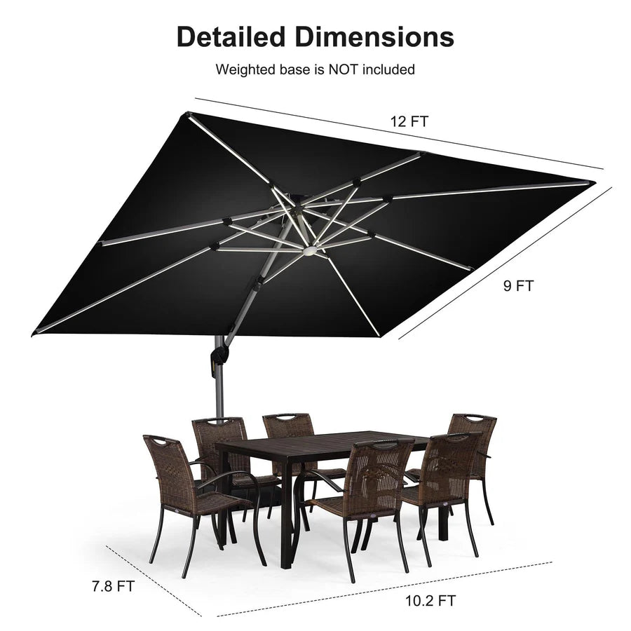PURPLE LEAF Double Top Rectangle Outdoor LED Parasol
