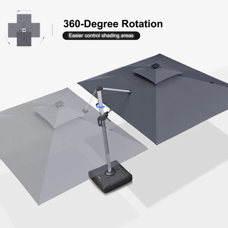 PURPLE LEAF Double Top Rectangle Outdoor LED Parasol