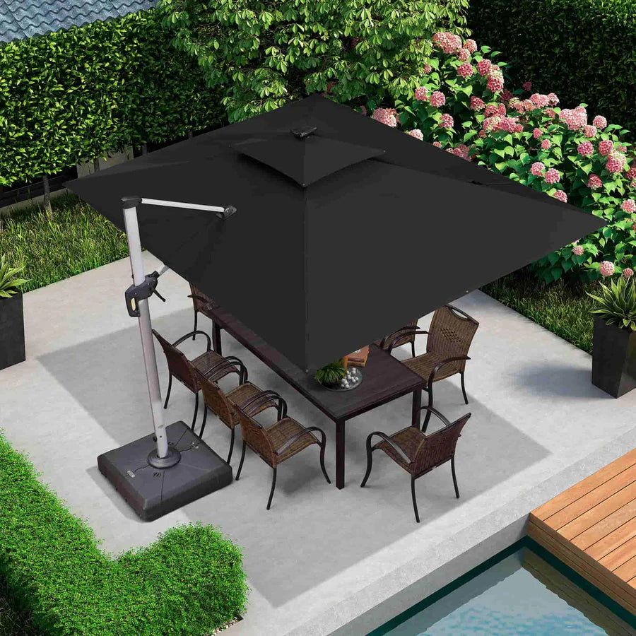 PURPLE LEAF Double Top Rectangle Outdoor LED Parasol