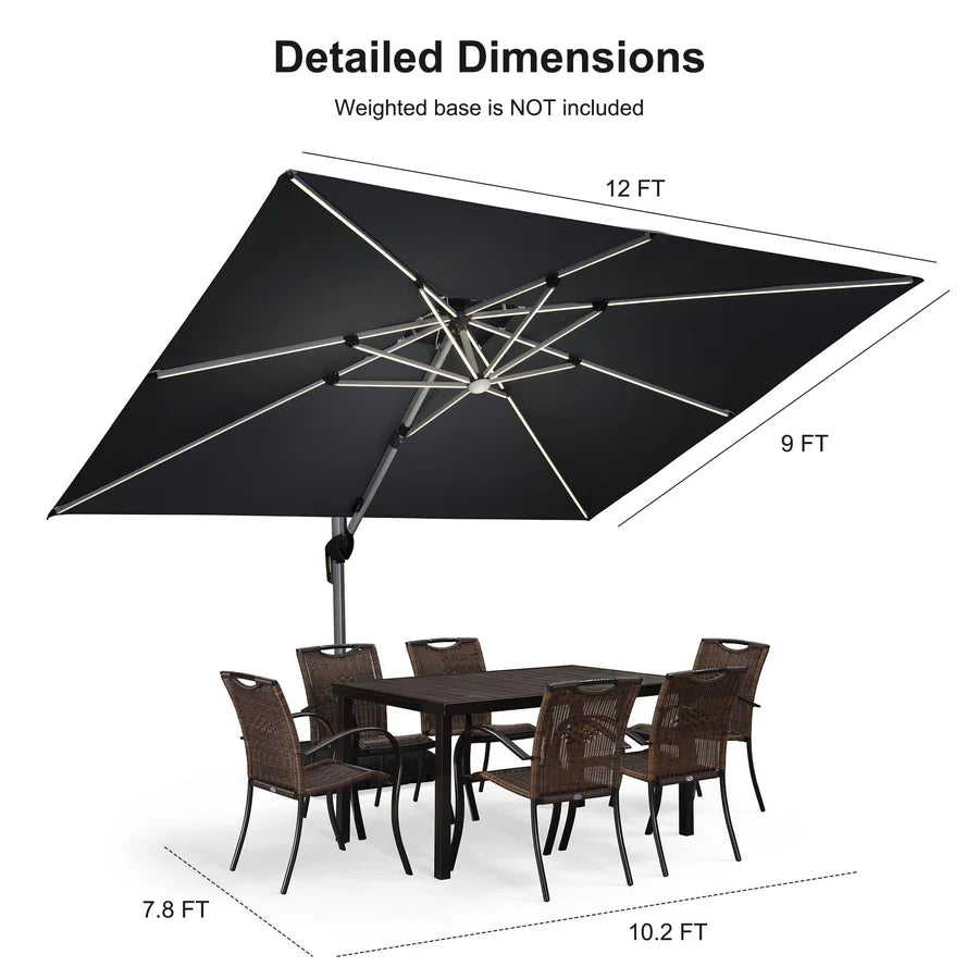 PURPLE LEAF Double Top Rectangle Outdoor LED Parasol