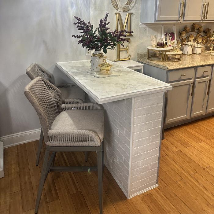 PURPLE LEAF Outdoor Bar Stool Set of 2, Wicker Rattan Bar stools with Back Aluminum Outside Garden Patio Bar Chairs