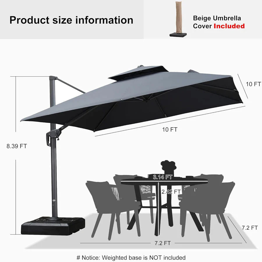 PURPLE LEAF Double Top Square Outdoor Standing Umbrella