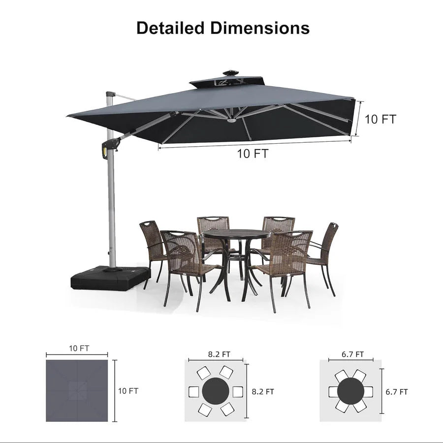PURPLE LEAF Double Top Square Outdoor LED Umbrellas