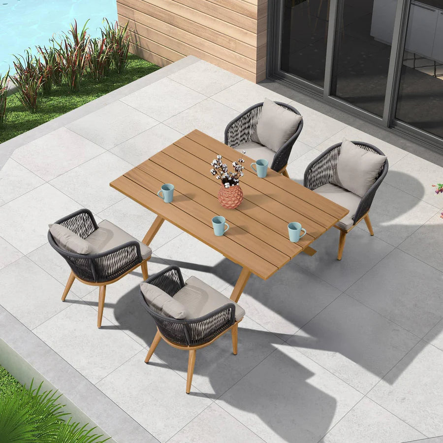 PURPLE LEAF Patio Dining Set for Garden Deck Wicker Table and Chairs Set