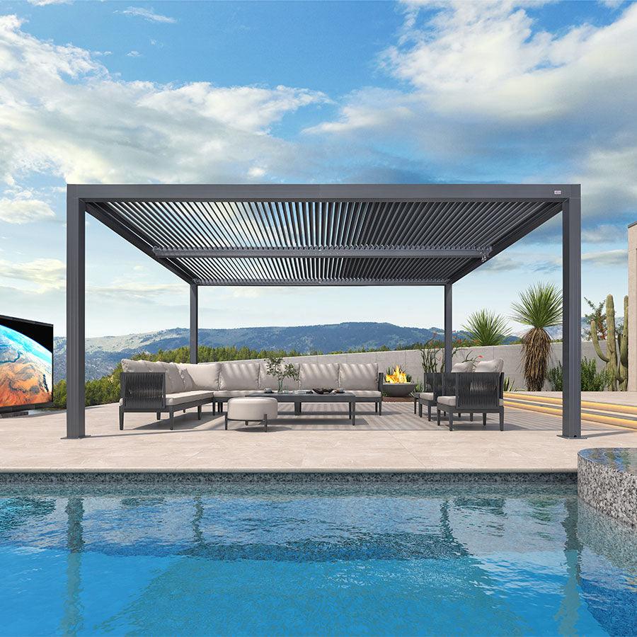 PURPLE LEAF Louvered Pergola Outdoor Aluminum Pergola with Adjustable Roof for Deck Backyard Garden Hardtop Gazebo