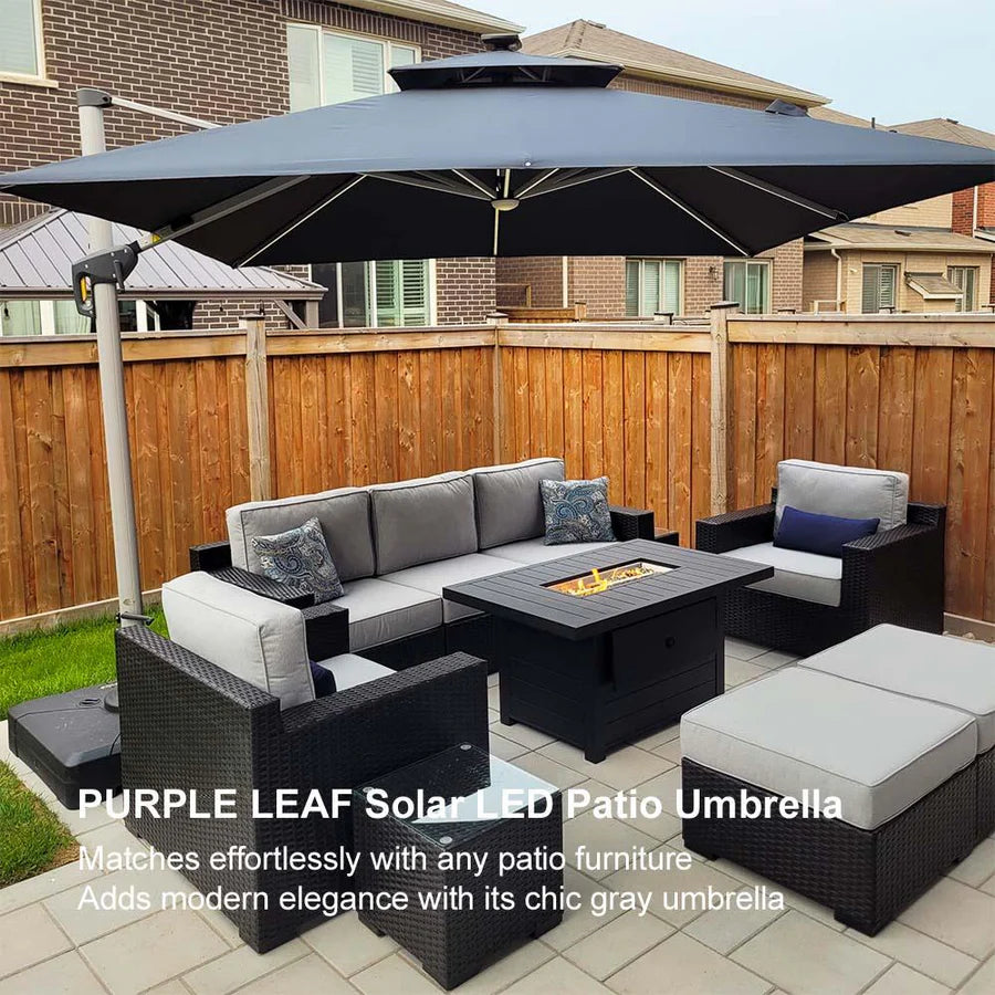 PURPLE LEAF Double Top Square Outdoor LED Umbrellas