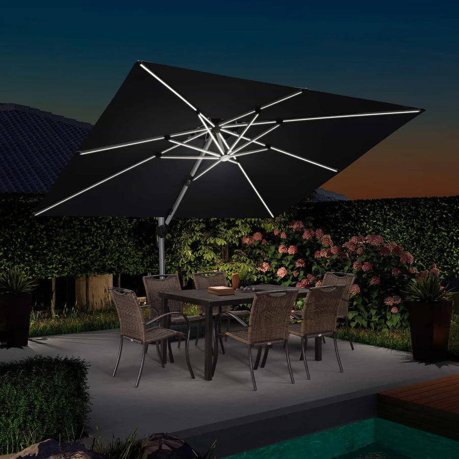 PURPLE LEAF Double Top Rectangle Outdoor LED Parasol